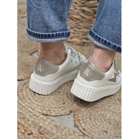 Baskets femme éclair Vanessa Wu Eva blanc/beige