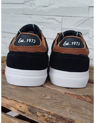 Baskets homme Pepe Jeans Kenton court bi-matière noires
