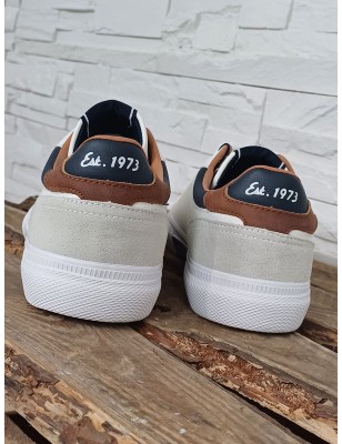 Baskets homme Pepe Jeans Kenton court bi-matière blanches