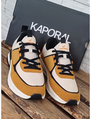 Baskets homme Kaporal Dolpi camel et beiges bi-matière