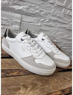 Baskets cuir homme Pepe Jeans Camden street blanches