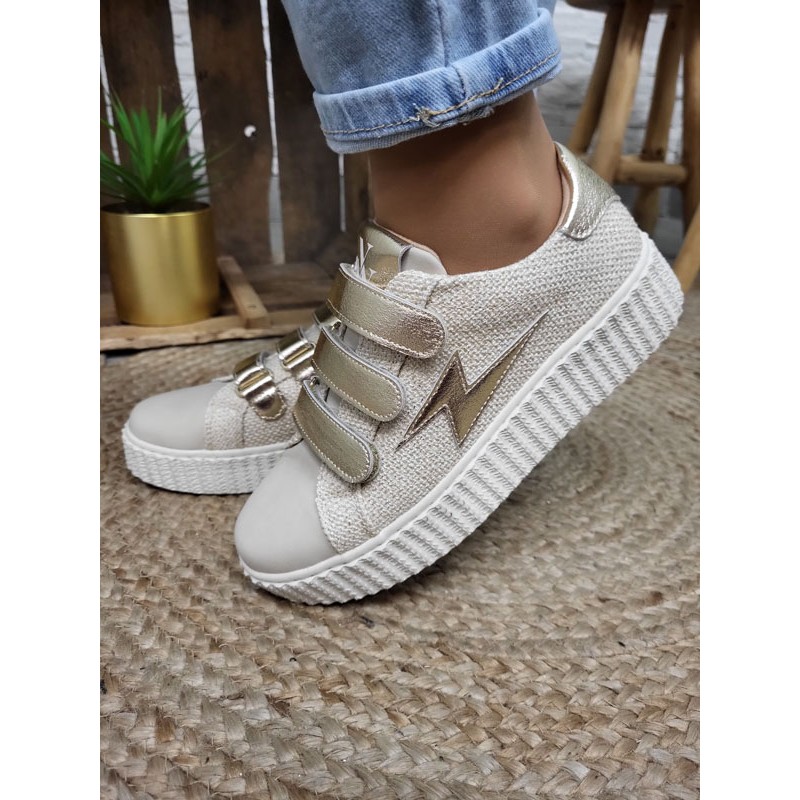 Baskets femme éclair Vanessa Wu Summer beige/or Baskets femme éclair Vanessa Wu Summer beige/or