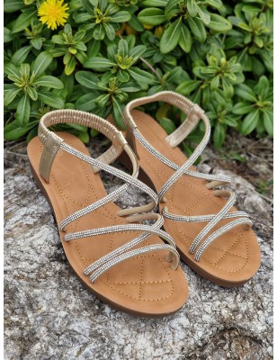 Sandales femme strass Tina dorées