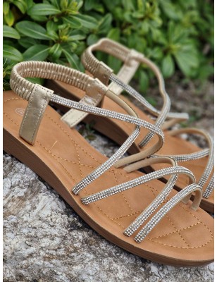 Sandales femme strass Tina dorées