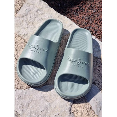 Claquettes homme Pepe Jeans Beach slide kaki