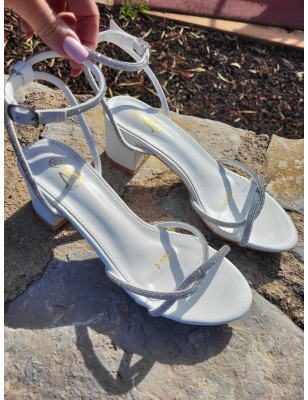 Escarpins femme strass Anna blancs