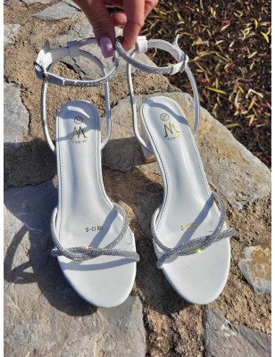 Escarpins femme strass Anna blancs