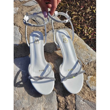 Escarpins femme strass Anna blancs