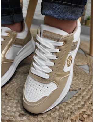 Baskets femme sneakers LPB Jale beiges