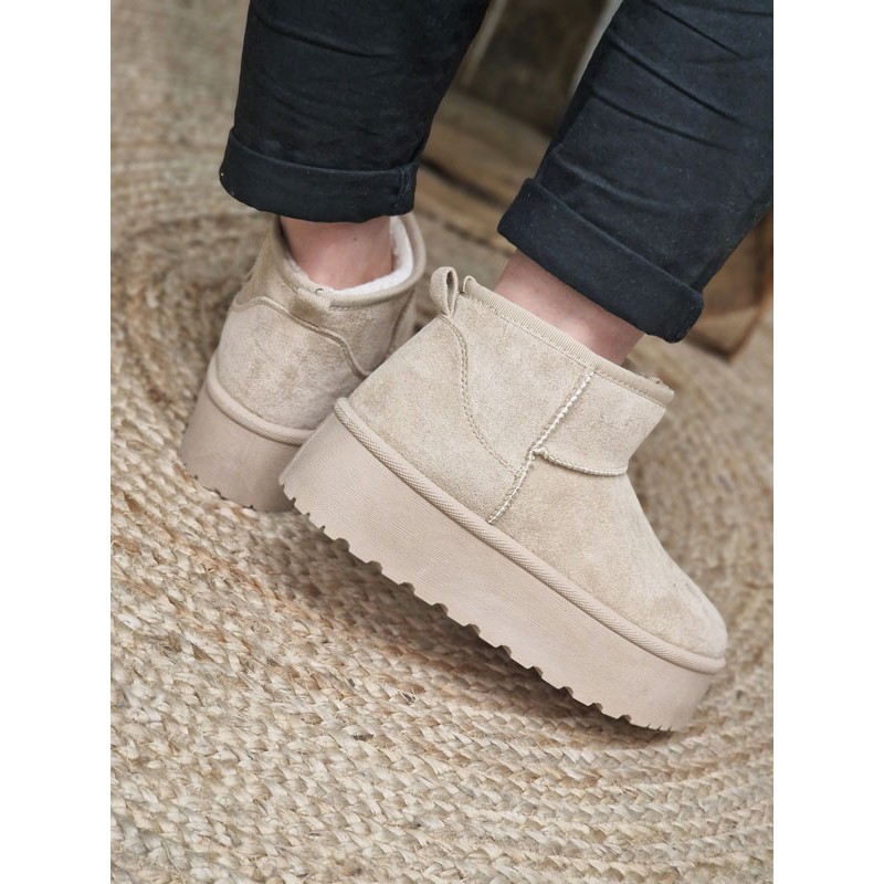 Boots fourrees compensees femme Peny beiges
