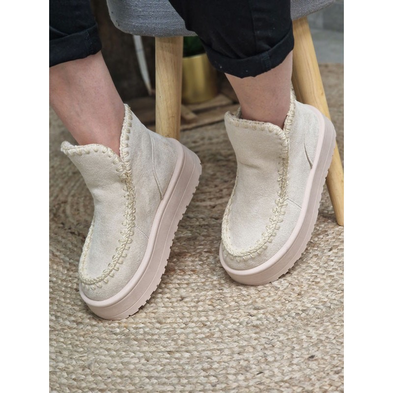 Boots fourrees compensees femme Winter beiges