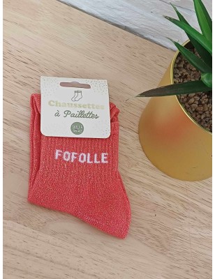 Chaussettes à paillettes "fofolle" roses