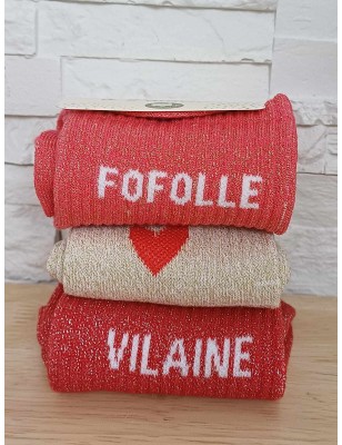 Chaussettes à paillettes "fofolle" roses