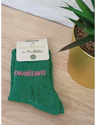 Chaussettes à paillettes "envoûtante" vertes