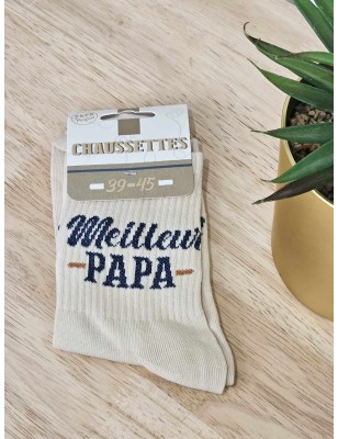 Chaussettes "meilleur papa" beiges