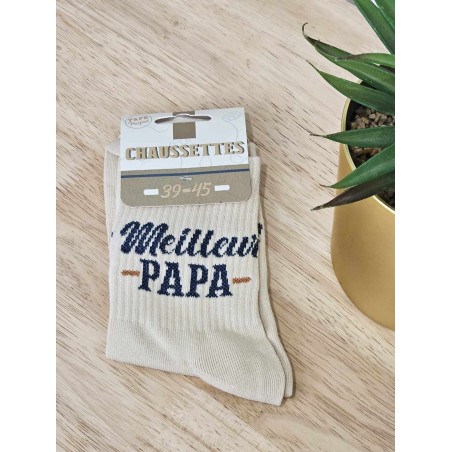Chaussettes "meilleur papa" beiges