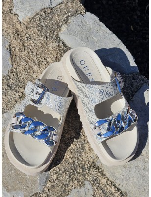 Mules femme Guess Fatema beiges