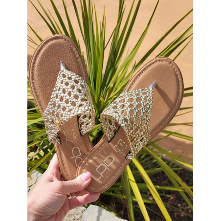Tongs femme LPB Loane dorées