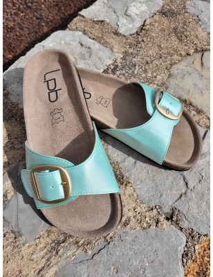 Mules femme LPB Fleurice vert d'eau