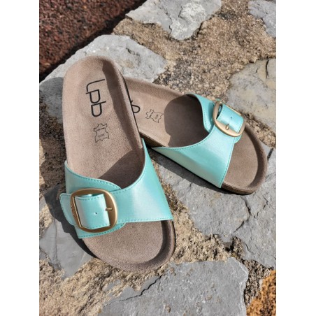Mules femme LPB Fleurice vert d'eau
