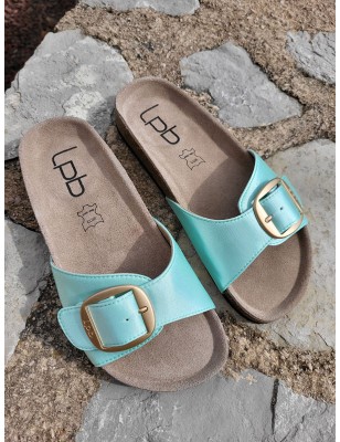 Mules femme LPB Fleurice vert d'eau