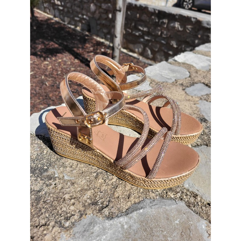 Sandales femme compensées LPB Loreva rose gold Sandales femme compensées LPB Loreva rose gold