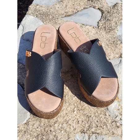 Mules femme compensées LPB Lorelei noires