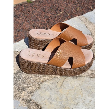 Mules femme compensées LPB Lorelei camel