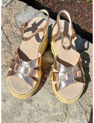 Sandales femme compensées LPB Leana champagne