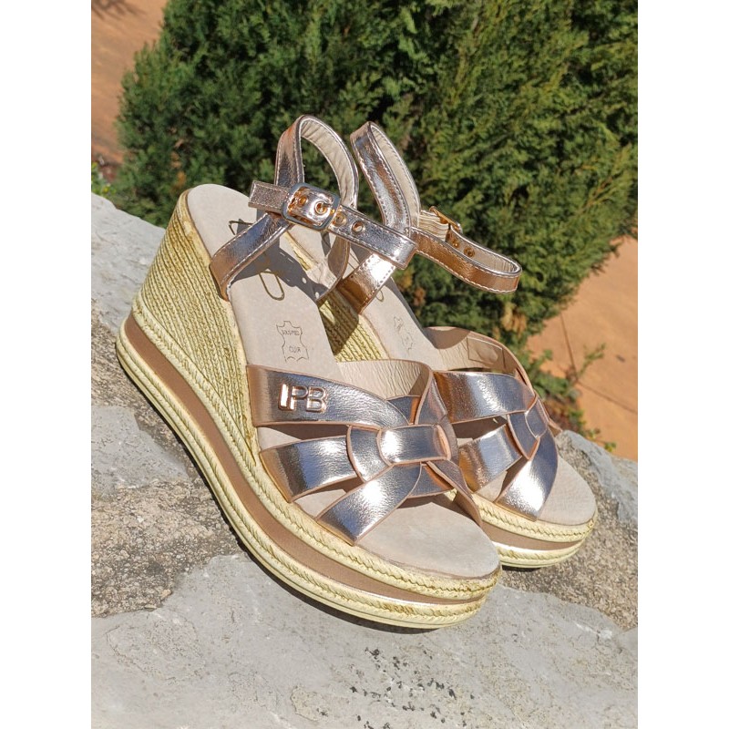 Sandales femme compensées LPB Leana champagne Sandales femme compensées LPB Leana champagne