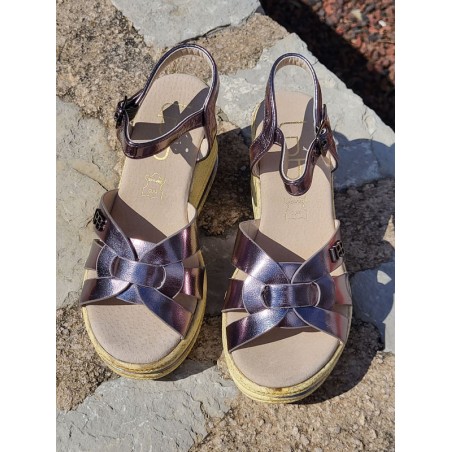 Sandales femme compensées LPB Leana plomb