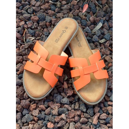 Mules femme Becky orange