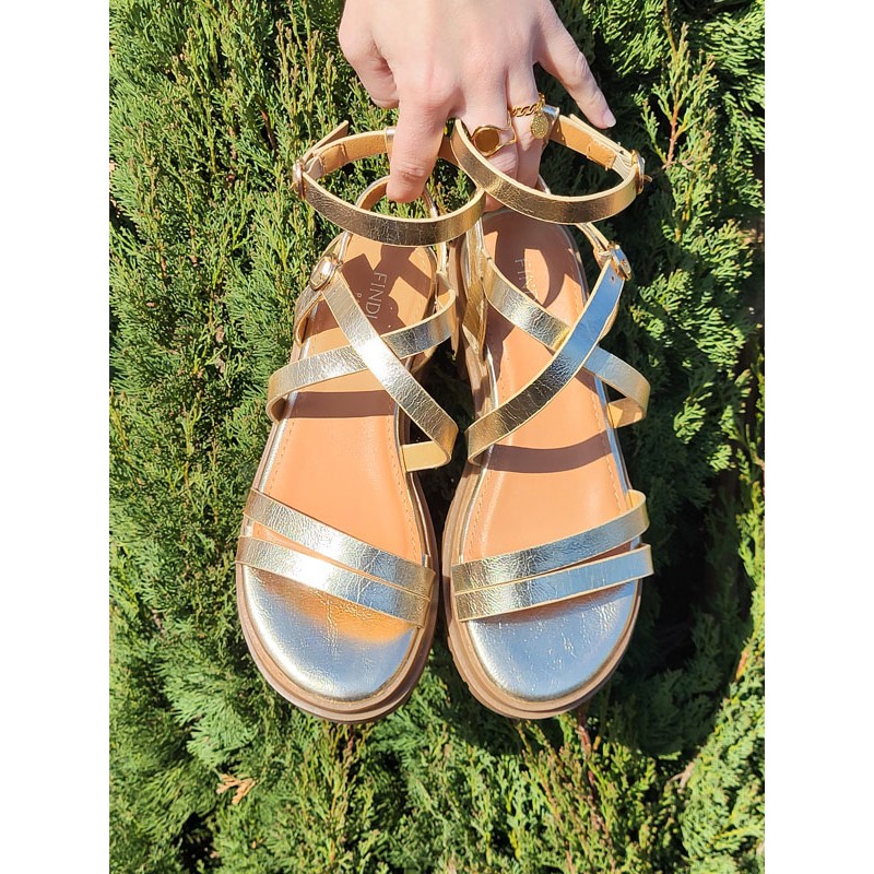 Sandales femme Jessica gold vernis