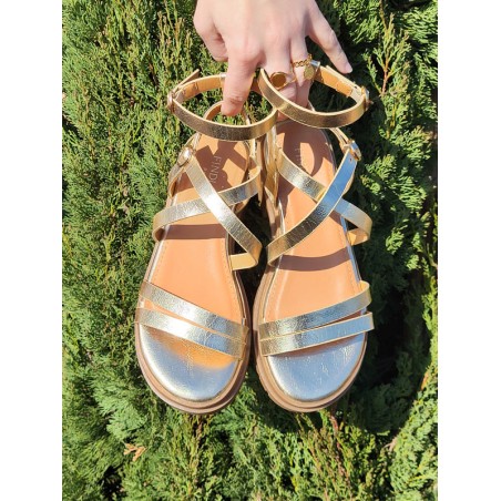 Sandales femme Jessica gold vernis