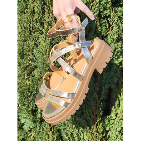 Sandales femme Jessica gold vernis