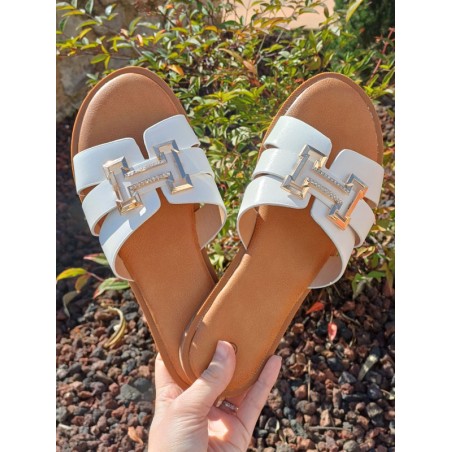 Mules femme Jamie blanches