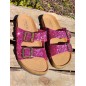 Mules femme Olessia fushia paillettées
