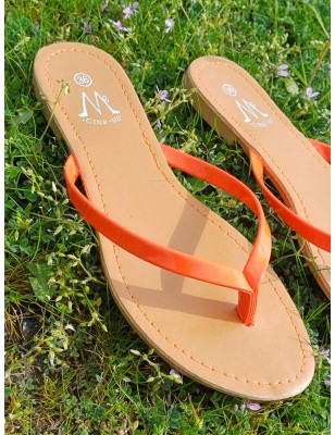 Tongs femme Eliane orange fluo