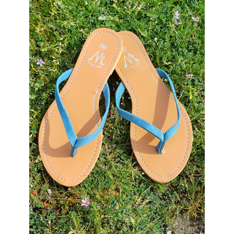 Tongs femme Eliane bleu jean