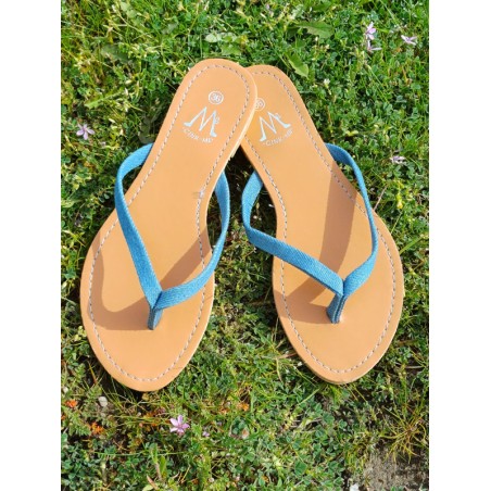 Tongs femme Eliane bleu jean