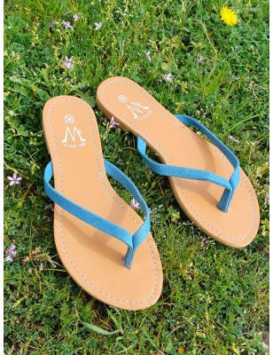 Tongs femme Eliane bleu jean