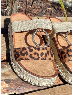 Mules femme à plateforme Cory leopard