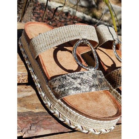 Mules femme à plateforme Cory serpent
