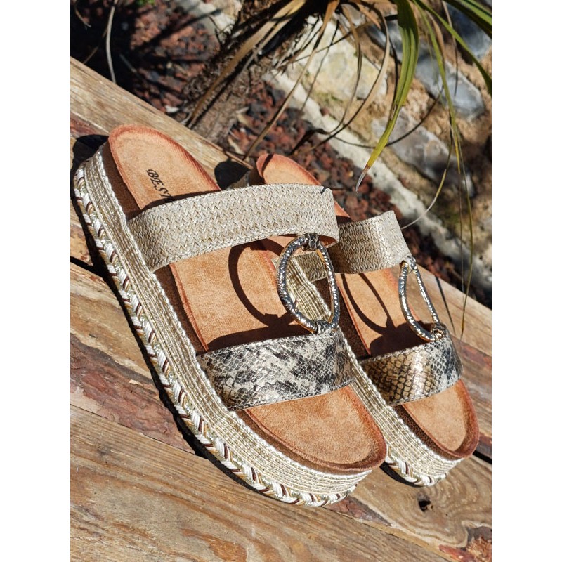 Mules femme à plateforme Cory serpent Mules femme à plateforme Cory serpent