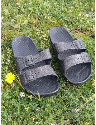 Mules femme Siska noires pailletées