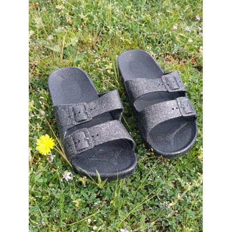 Mules femme Siska noires pailletées