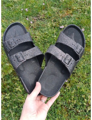 Mules femme Siska noires pailletées