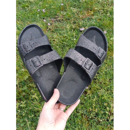 Mules femme Siska noires pailletées