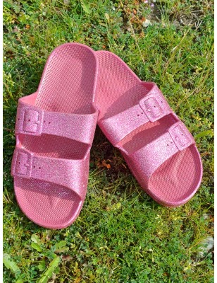 Mules femme Siska fushia pailletées