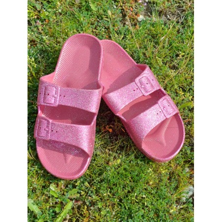 Mules femme Siska fushia pailletées